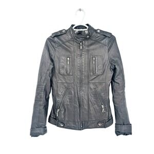 Benetti Women's Black Leather Moto Jacket Size S